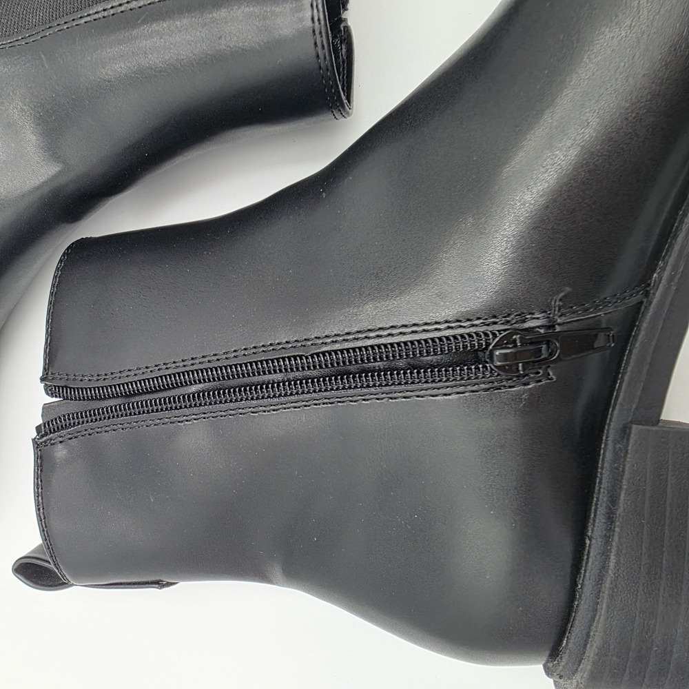 Nice!! Worthington Franz Black Zip Boots Size 8.5M Leather Booties Memory Foam - Picture 8 of 12